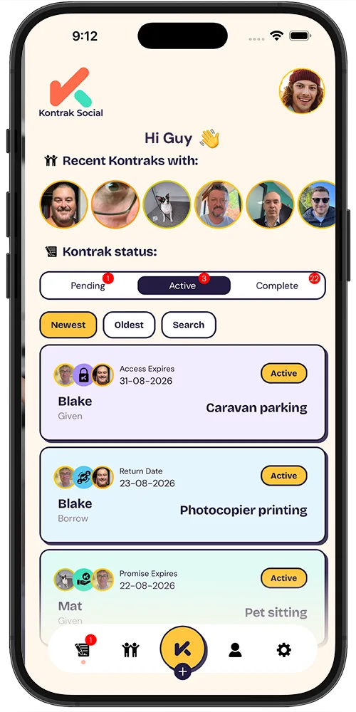 Your profile page in the app